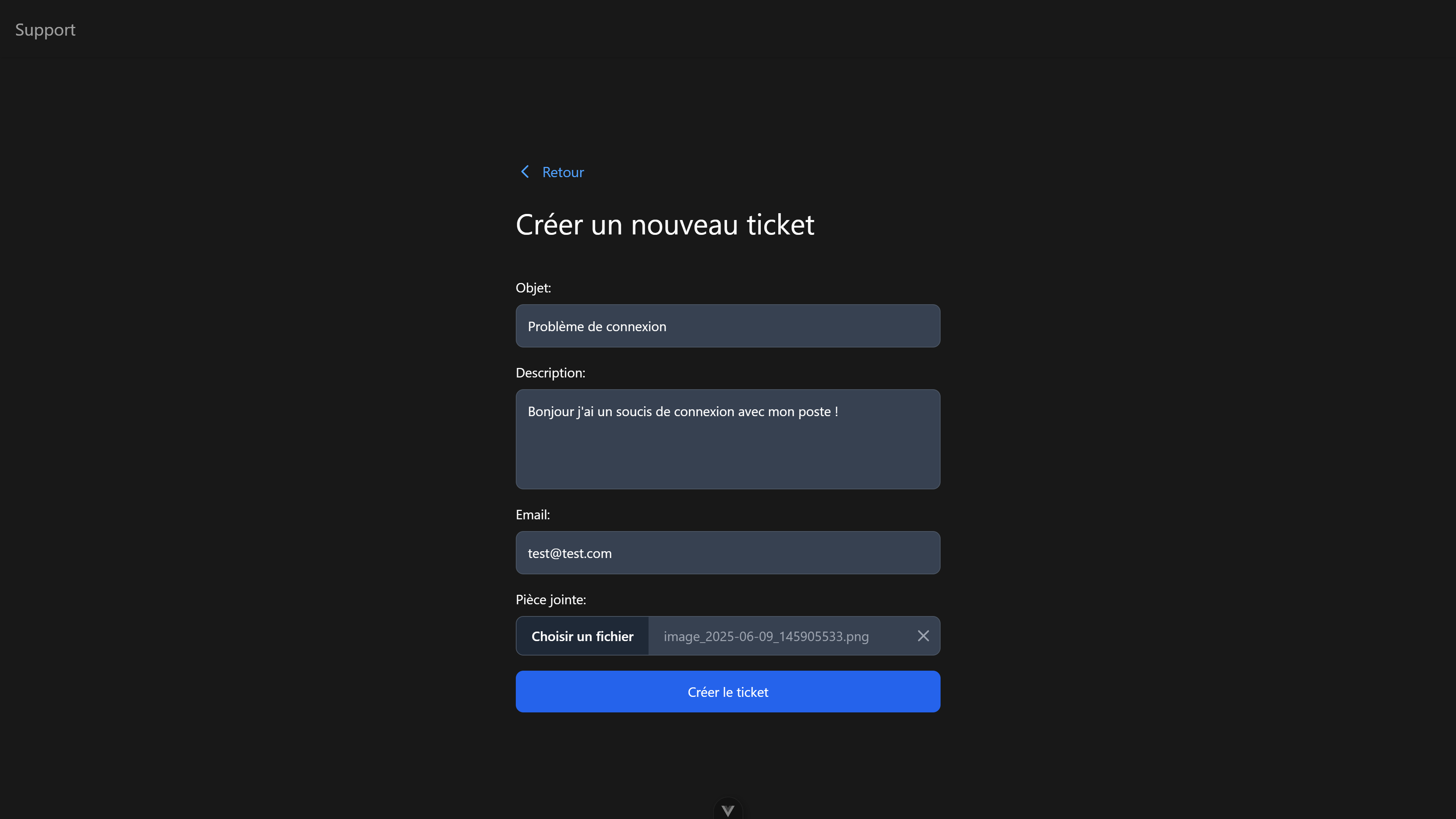 Création d'une inteface de gestion de tickets de support